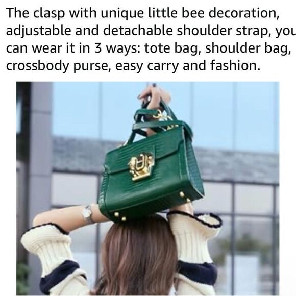 ♥️ LA'FESTIN Green mini Kelly style leather cross body purse, gold hardware - Picture 8 of 15